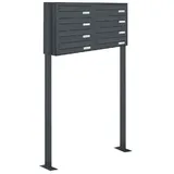 AL Briefkastensysteme - 8er Standbriefkasten Freistehend Durchwurfanlage ral 7016 Anthrazit
