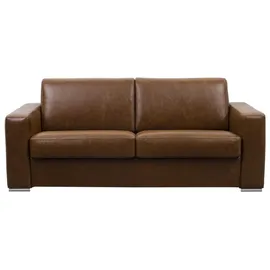 vente-unique Schlafsofa mit Matratze 3-Sitzer - 100% Büffelleder - Vintage-Optik - Matratze 18 cm - delectea ii