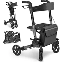 Juskys Aluminium Rollator Vital mit Sitz Schwarz