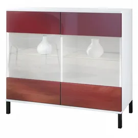 Vladon Bari 92,5 x 83,5 x 35 cm Weiß matt / Bordeaux Hochglanz