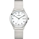 Dugena Herren Uhr 4460753 Bari Zugband Edelstahl - Silber/Weiß