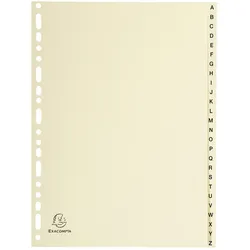Exacompta Register mit bedruckten Taben aus Karton 155g/qm, 26 Positionen Taben A-Z, für Format DIN A4