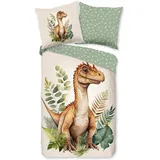 Traumschlaf Dino Tiere Grün 135 x 200 cm + 80 x 80 cm