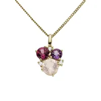 Kettenanhänger FIRETTI "Schmuck Geschenk Gold 333 Halsschmuck Anhänger für Halskette Amethyst", rosa (gelbgoldfarben, lila, rosa, pink, lila, rosa, pink), Schmuckanhänger, Damen, 0,02 P2 = erkennbare Einschlüsse, Diamanten Gelbgold 333, 0,75 g, Diamanten, Gelbgold 333, Kettenanhänger, mit Amethyst, Pink Rhodolit, Rosenquarz - mit Brillant