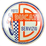 Nostalgic-Art Retro Blechschild, Ø 35 cm, Ducati – Moto Servizio – Geschenk-Idee für Biker, Original Lizenzprodukt (OLP), aus Metall, Vintage Design, Blechschilder Sprüche