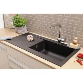 Respekta Denver links Einbauspüle mineralit schwarz Handbetätigung 1000 x 500 mm