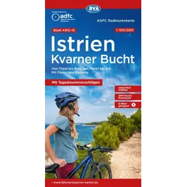 BVA BikeMedia GmbH ADFC-Radtourenkarte KRO-IS Istrien Kvarner Bucht, mit Tagestourenvorschlägen, 1:100.000, reiß- und wetterfest, E-Bike geeignet, GPS-Tracks Download: ... Radweg (ADFC-Regionalkarte 1:100.000)