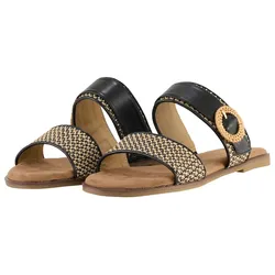 TOM TAILOR Damen Flache Sandalen mit Flechtmuster, schwarz, Gemustert, Gr. 36