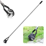 Rasenkantenschneider, Rasenschneider mit Stiel, Kantenschneider mit Rädern, Rasenkantenroller Einstellbar mit 3-Teiliger Griff, Manueller Rasentrimmer für Gehwegen, Einfahrten und Blumenbeeten