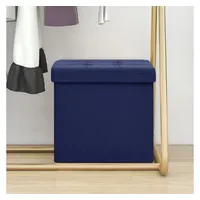 VidaXL Hocker mit Stauraum Blau Leinenoptik