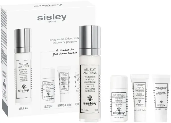 Sisley All Day All Year Set = All Day All Year 50 ml + Eau Efficace 30 ml + Hydra-Flash Formule Intensive 10 ml + Crème pour le Cou 10 ml - 4 Artikel im Set