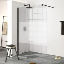 Hüppe Design pure 4-Eck Dusch-Seitenwand 785-800mm, Glasstärke 8mm - black Edition