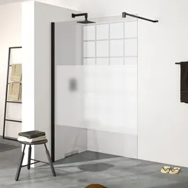 Hüppe Design pure 4-Eck Dusch-Seitenwand 785-800mm, Glasstärke 8mm - black Edition