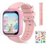 OKYUK Kinder Smartwatch mit Anruffunktion, Smartwatch Kinder mit 31 Puzzlespielen und 15 Hörbüchern, Multifunktionale Smartwatch für Kinder (Rosa)