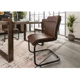 MASSIVMOEBEL24.DE Freischwinger Echtleder 52x61x92 braun Iron Label #03