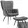 Tectake Ohrensessel Hygge Feincord 71 x 100,5 x 73 cm Anthrazit/Schwarz mit Hocker