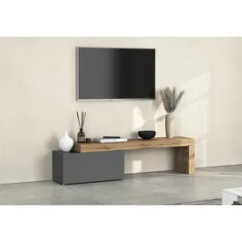 INOSIGN Lowboard INOSIGN "Chronos TV-Board, TV-Schrank", grau (anthrazit, eiche wotan), B:220cm H:51cm T:40cm, Sideboards, Lowboard, Breite 220 cm TV-Board,Lowboard,1 Klappe und ein L-Förmiger Aufsatz