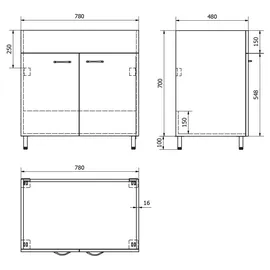 a&n&a aQualine Ausgussbecken Kunststoff Weiß 800 x 500 mm Handbetätigung