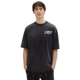 TOM TAILOR Print-Shirt, Oversize und mit Print vorne und Rückenprint, Gr. XXL, black, , 13097523-XXL