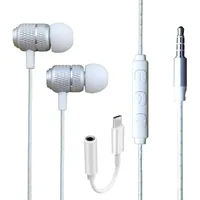 AMPLE Kopfhörer für Google Pixel 9A 9 9 Pro XL 9 Pro Fold 8 8 Pro/Pixel 8A 7A 6A 7 7 Pro – verkabelter Bass-Stereo-In-Ear-Kopfhörer mit 3,5-mm-Klinkenstecker und Inline-Lautstärkeregler, silberfarben