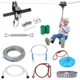 Vevor Zipline Seilrutsche, 35,58 m Seilbahn Kinder, Zip Line Kit für Kinder und Erwachsene bis 150 kg, Backyard Zip Line Kit mit Verbessertem