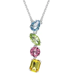 Kette mit Anhänger SWAROVSKI "Schmuck Geschenk Halskette Gema Y-Anhänger, 5692421", bunt (metallfarben, blau, grün, rosa, gelb), Halsketten, Damen, Metall, L: 45cm, mit Swarovski Kristall