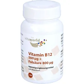 Vitamin B12 500 µg + Folsäure 800 µg Tabletten 180 St.
