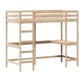 vidaXL Hochbett mit Schreibtisch 90x190 cm Massivholz Kiefer