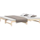 vidaXL Tagesbett Ausziehbar Sofa Gästebett Sofabett Bett Bettsofa Holzbett Schlafsofa Ausziehbett Bettgestell 2X(80x200) cm Massivholz Kiefer