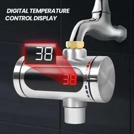 ulisem Wasserhahn mit Durchlauferhitzer, Elektrischer Durchlauferhitzer 360° Led Temperaturanzeige, Einhebelmischer, schwenkbar, 3000w