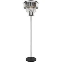 GLOBO Lighting Stehleuchte Metall schwarz matt, Kristalle rauch klar,