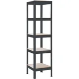 SCHULTE Regalwelt Schwerlastregal mit 5 Holzböden, 180x45x45 cm (HxBxT), Traglast pro Ebene ca. 200 Kg, schwarz-struktur, Lagerregal, Kellerregal