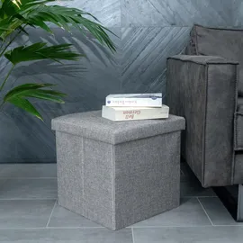 Intirilife Sitzhocker Faltbar Leinen 38 x 38 x 38 cm Grau