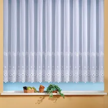 WECKBRODT Gardine WECKBRODT "Santos" Gr. 6, weiß, B:300cm H:145cm, Voile, Polyester, Gardinen, Gardine, echte Stickerei, Voile, halbtransparent, Bordüre, Kante, Store
