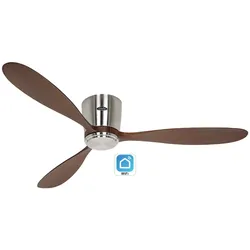 WiFi/WLAN Deckenventilator ECO PLANO WOOD WiFi - Chrom Gebürstet / Nussbaum - 313288W