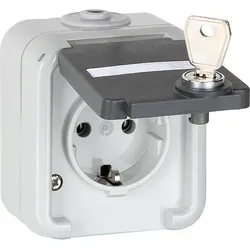 Aufputz-Steckdoseh PEHA IP44, Schuko, Beschriftung, D 6620 WAB NA VS - 1-fach