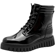 Marco Tozzi Damen Stiefeletten zum Schnüren mit Reißverschluss Plateau, Schwarz (Black Patent), 37