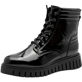 Marco Tozzi Damen Stiefeletten zum Schnüren mit Reißverschluss Plateau, Schwarz (Black Patent), 37