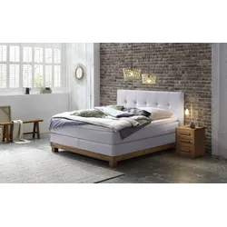 Hasena Boxspringbett Finca, Farbe: Wildeiche natur, gebürstet, geölt, Bezugsfarbe: Kul white, verschiedene Größen
