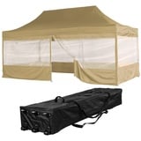 INSTENT Faltpavillon Pro 3x6 m Aluminium Pavillon Partyzelt, mit Seitenteilen u. Trolley. wasserabweisend, UV-Schutz 50+, Farbwahl beige