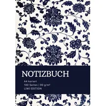 LIWI Literatur- und Wissenschaftsverlag Notizbuch A4 kariert - 100 Seiten Soft Cover floral blau