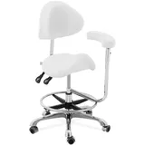 Physa Bürostuhl, Sattelstuhl mit Lehne Rollhocker Braun höhenverstellbar Pvc-leder