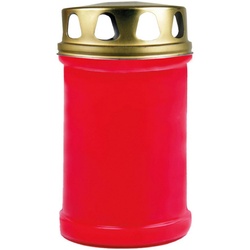 HS Candle Grabkerze (1-tlg), Grabkerze Grablicht Grableuchte mit goldenem Deckel rot