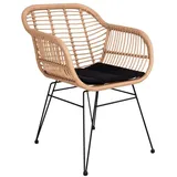 VCM Relaxsessel Trish Rattan natur 2er Set mit Kissen