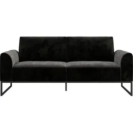 CosmoLiving by Cosmopolitan Schlafsofa Adley, mit Schlaffunktion, Rückenlehne 2-teilig 3 Positionen, schwarz, B:218cm H:84cm T:89cm, Veloursstoff 100% Polyester, COSMOLIVING BY COSMOPOLITAN, Sofas, Schlafsofa, Veloursstoff,