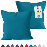 Carpe Sonno Kopfkissenbezug 80x80 2er Set - Kissenbezug 80x80 Baumwolle - Oeko-TEX Premium Kissenbezüge - Deko Kissen Bezug für Schlafzimmer Wohnzimmer Bett Sofa - Kissenhüllen Petrol