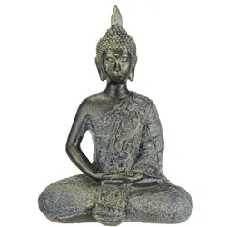 Dekofigur I.GE.A. "Buddha Figur sitzend meditierend Statue Figuren Skulptur", braun (braun, grau), B:15cm H:20cm, Polyresin, Dekofiguren, Garten-Figur Wohnaccessoire