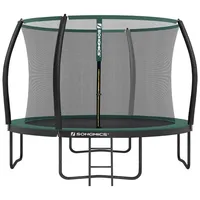 SONGMICS Gartentrampolin Ø 244/305/366/427 cm, Ø 305 cm, bis zu 80-150 kg belastbar, Trampolin mit Leiter und Sicherheitsnetz grün 305 cm