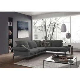 W.Schillig Ecksofa »sherry, Designsofa mit tollem Sitzkomfort, elegant und zeitlos, L-Form«, mit Kopfstützenverstellung, Winkelfüße in Schwarz, Breite 302 cm grau