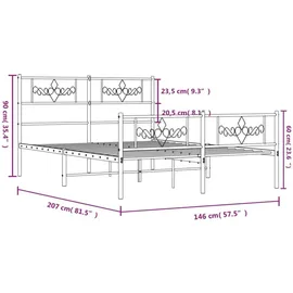 vidaXL Bettgestell mit Kopf- und Fußteil Metall Weiß 140x200 cm